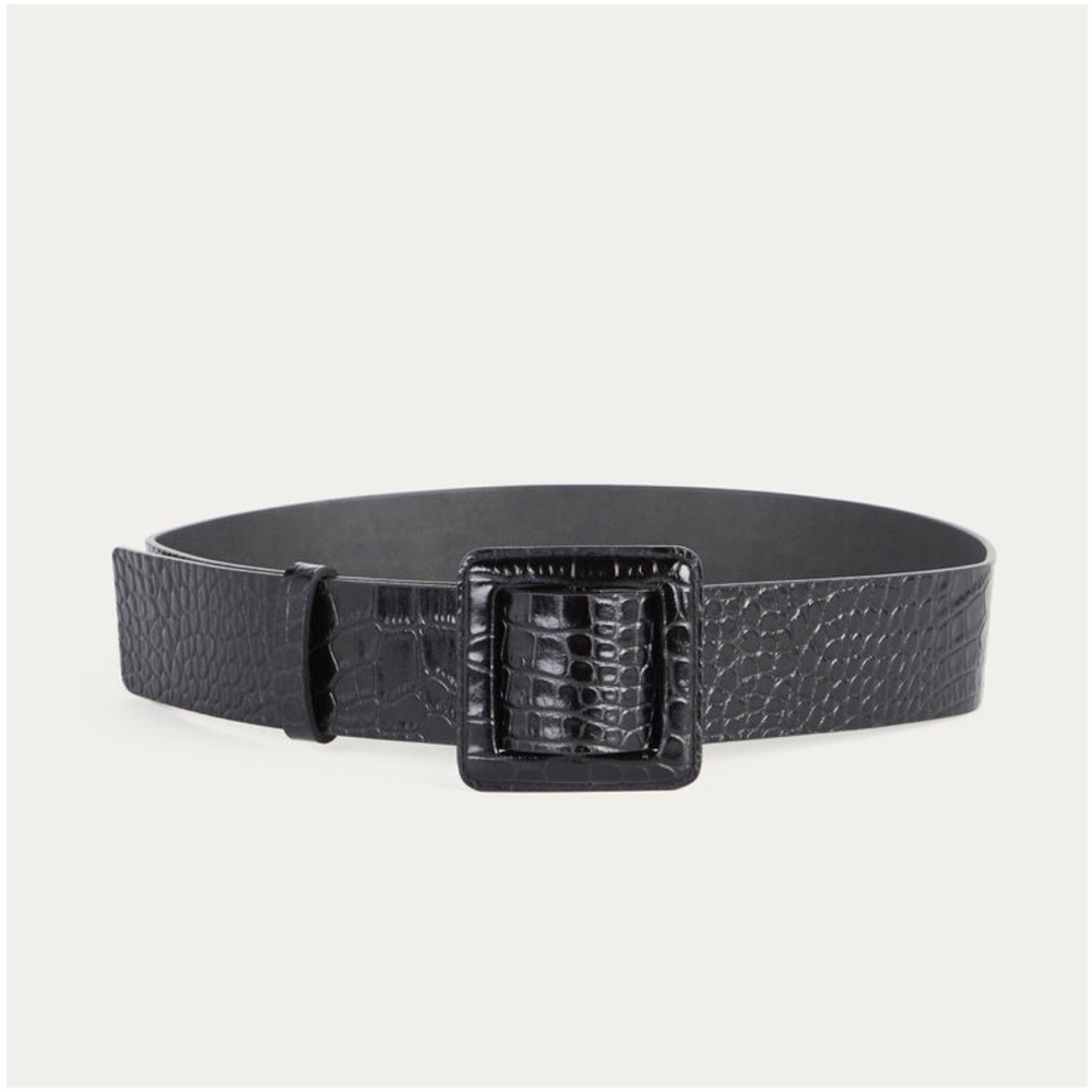 BA&SH Cbetty Alligator-Embossed Leather Belt